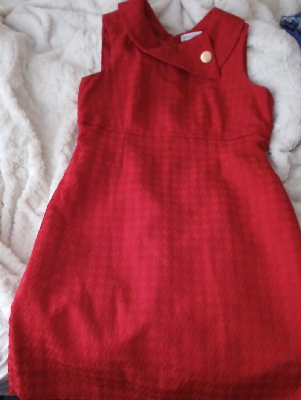 Red Sleeveless Knit Dress with Gold Accent